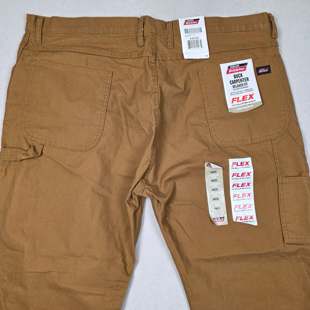 Dickies Mens Duck Carpenter Relaxed Fit Flex Pants 44x30 Brown New With Tags - Picture 5 of 10